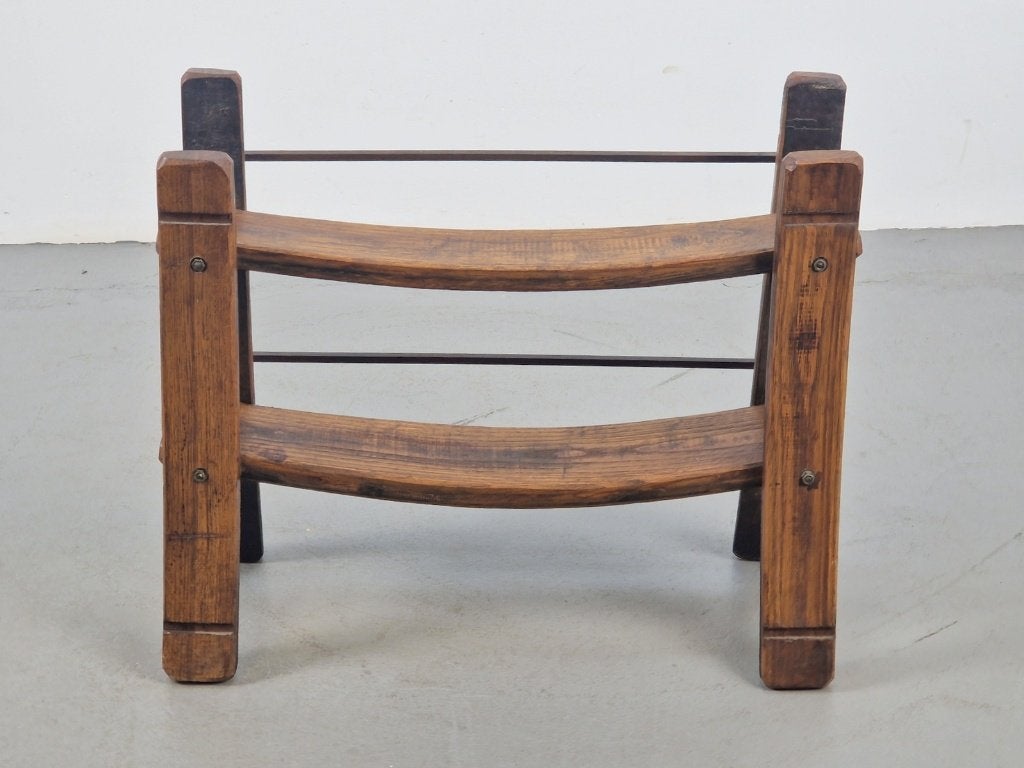 2x Vintage Eiken brutalist houten wijnrek japandi 1960, 50 – 75, Gebruikt, 5 tot 15 flessen, Ophalen of Verzenden