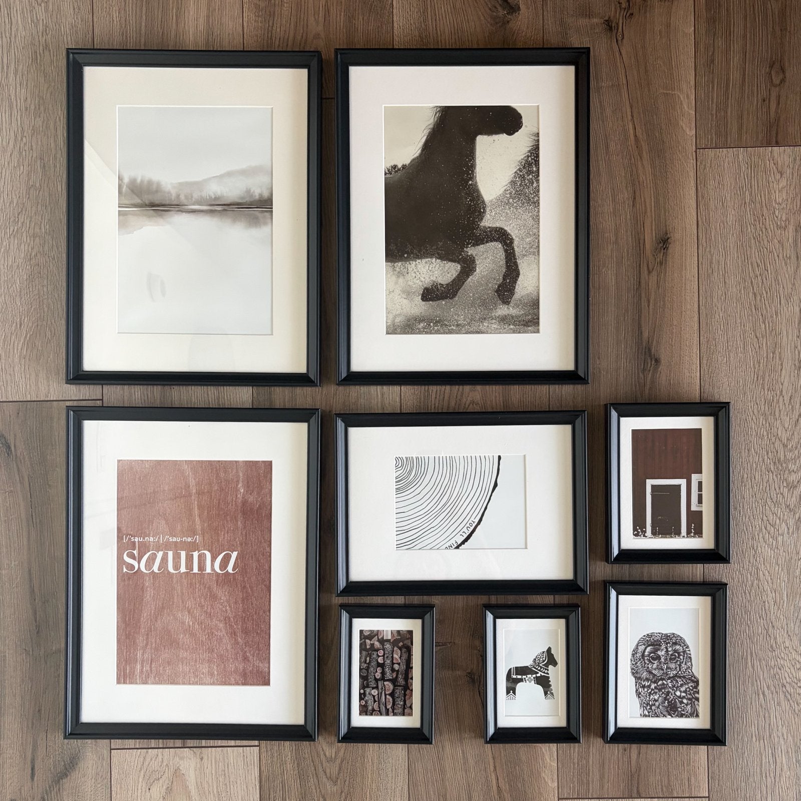 IKEA KNOPPÄNG - Set van 8 zwarte lijsten, Ophalen, Zo goed als nieuw, Fotolijst, Hout