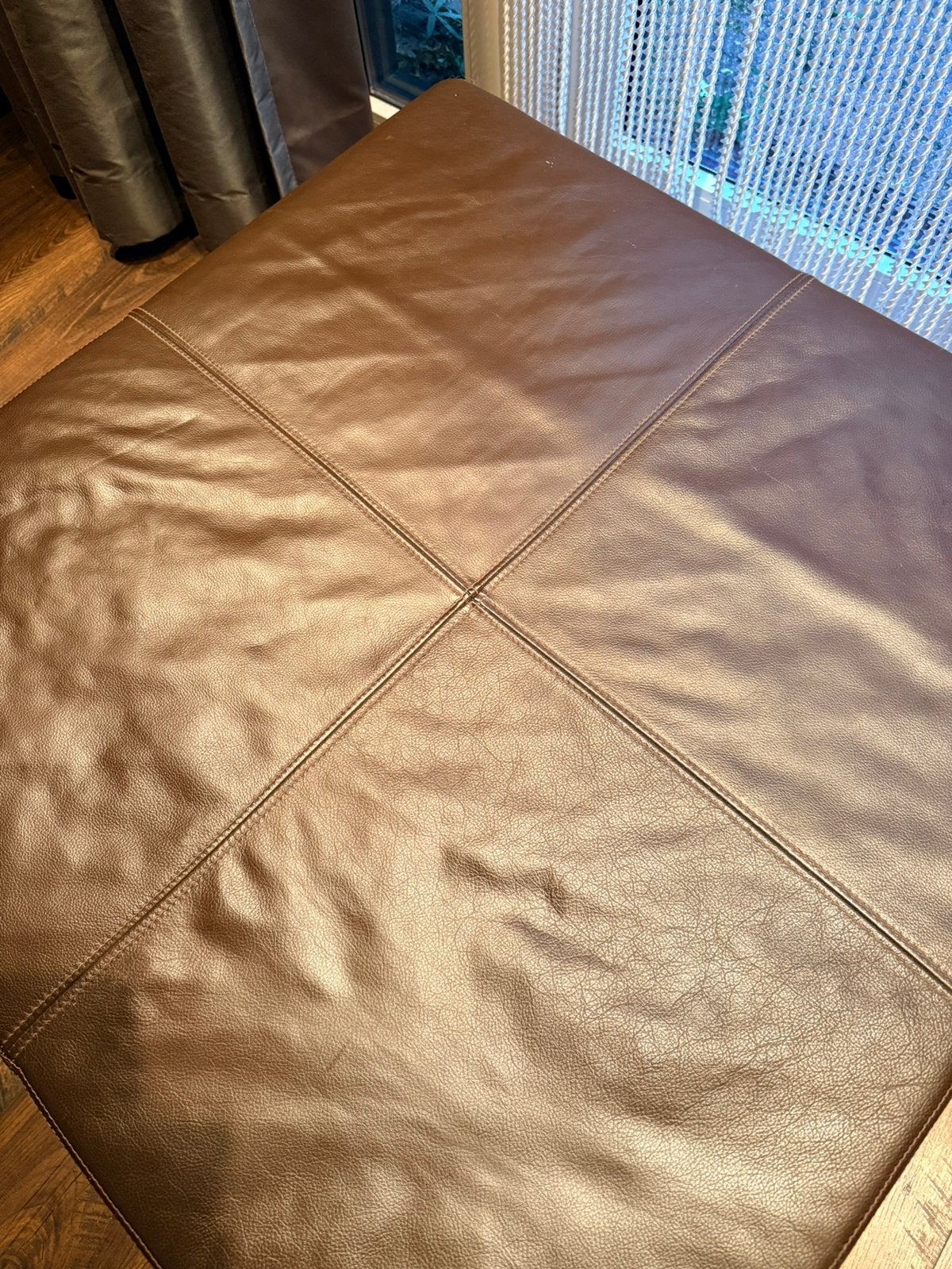 Lederen hocker, Gebruikt, Vierkant, Leer, 75 tot 100 cm