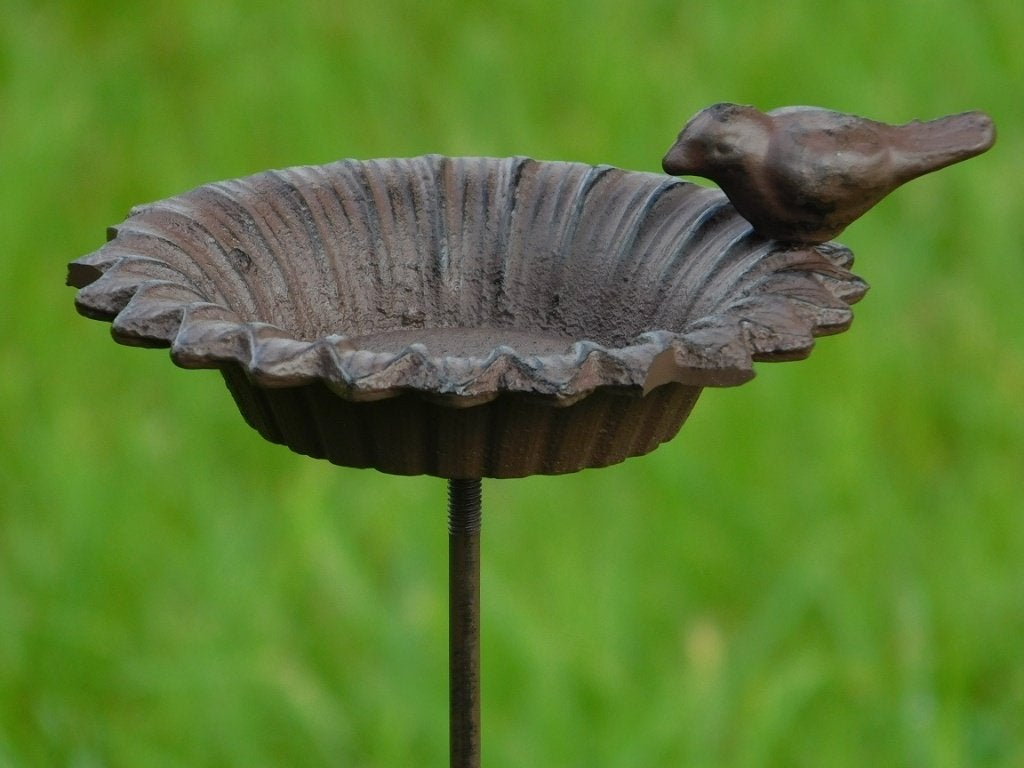 Vogelbad op Pin - Tuinsteker - Gietijzer - Donkerbruin, Ophalen of Verzenden, ., ., .