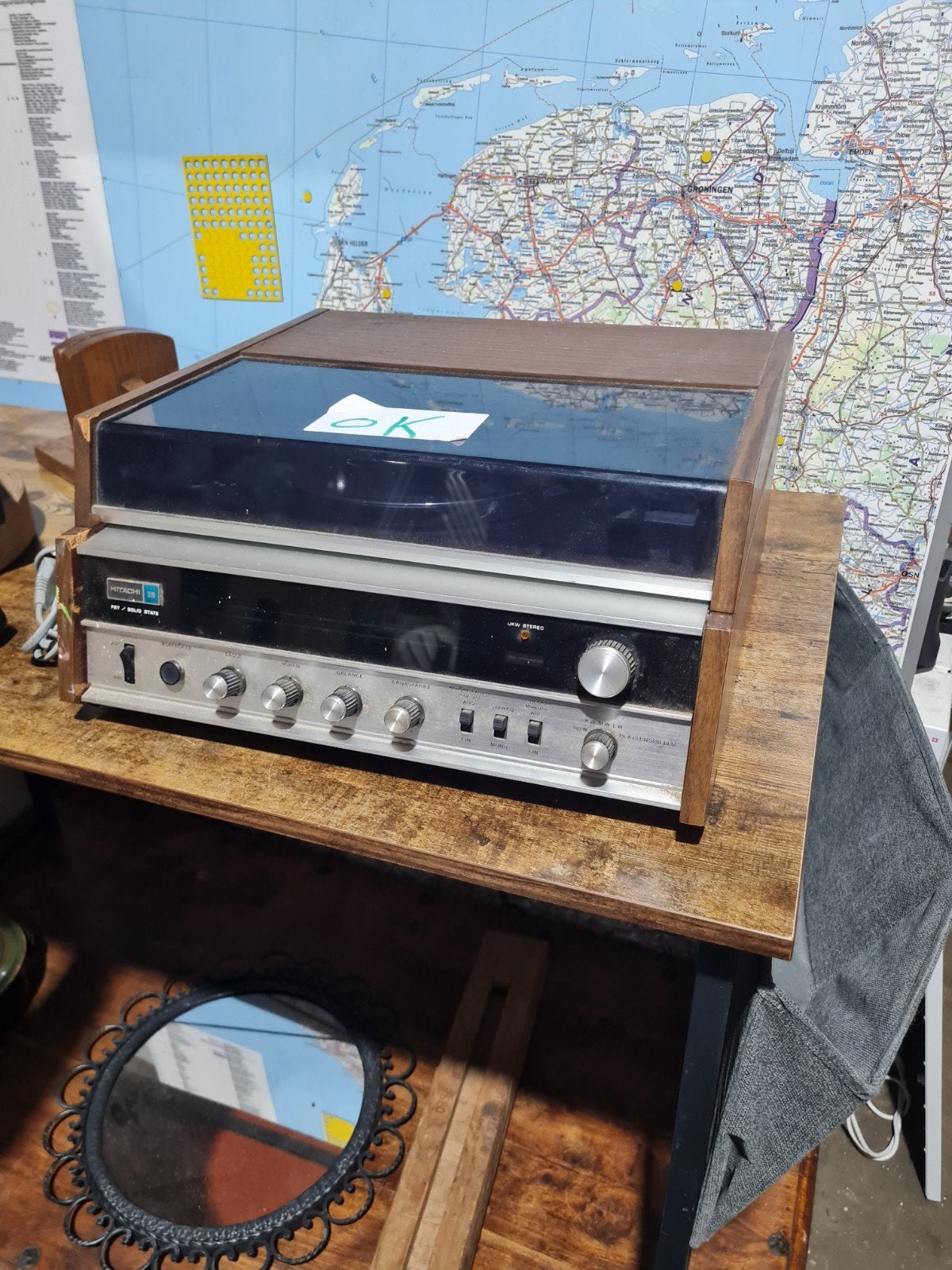 Vintage Hitachi DPK-310 Platenspeler met Radio - Zeldzaam!, Onbekend, Japan, Gebruikt, Info@hitachi.com, Hitachi, Ltd. Japan
