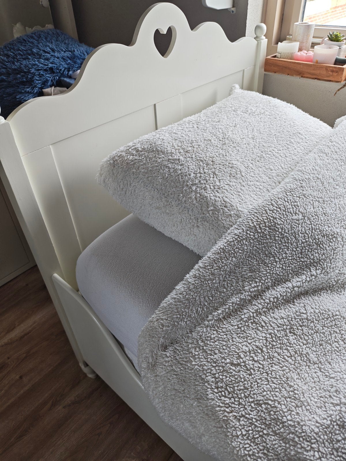 Tienerbed Leenbakker wit met hartjes 90 x 200, Ophalen, Gebruikt, 90 cm, 200 cm