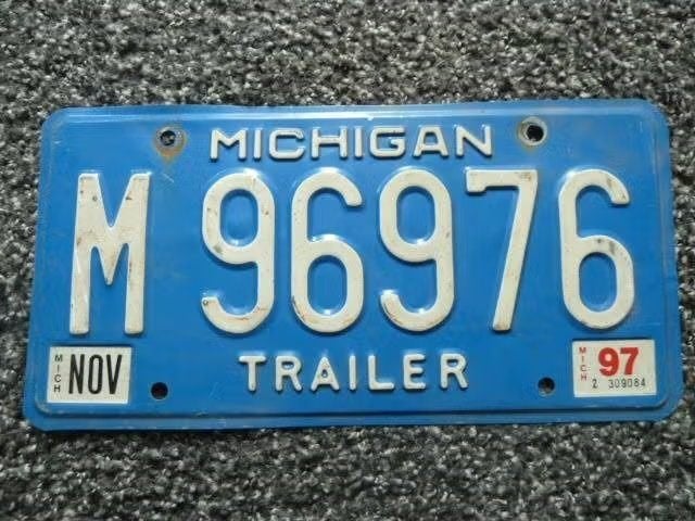 Kentekenplaat licenseplate Michigan Trailer USA, Verzenden, Gebruikt, Auto's