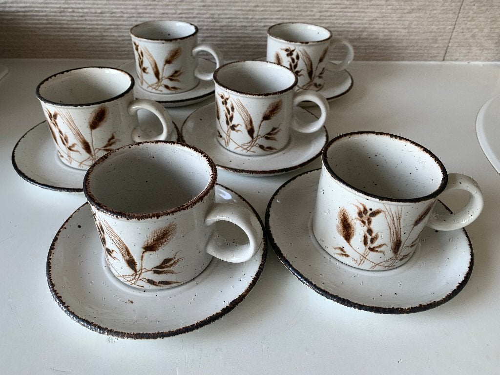 6 kop en schotels Wedgwood Midwinter Wild Oats, Huis en Inrichting, Keuken | Servies, Ophalen of Verzenden, Zo goed als nieuw
