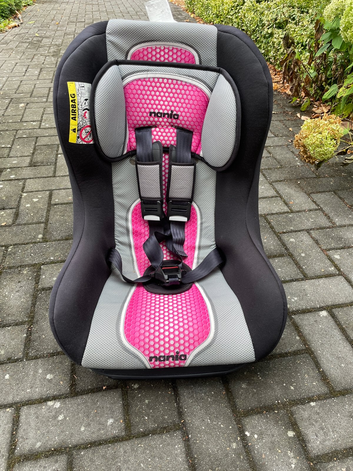 Nania autostoel 0-18 kg - Zwart/Roze, Kinderen en Baby's, Overige merken, 0 t/m 18 kg, Verstelbare rugleuning, Ophalen of Verzenden