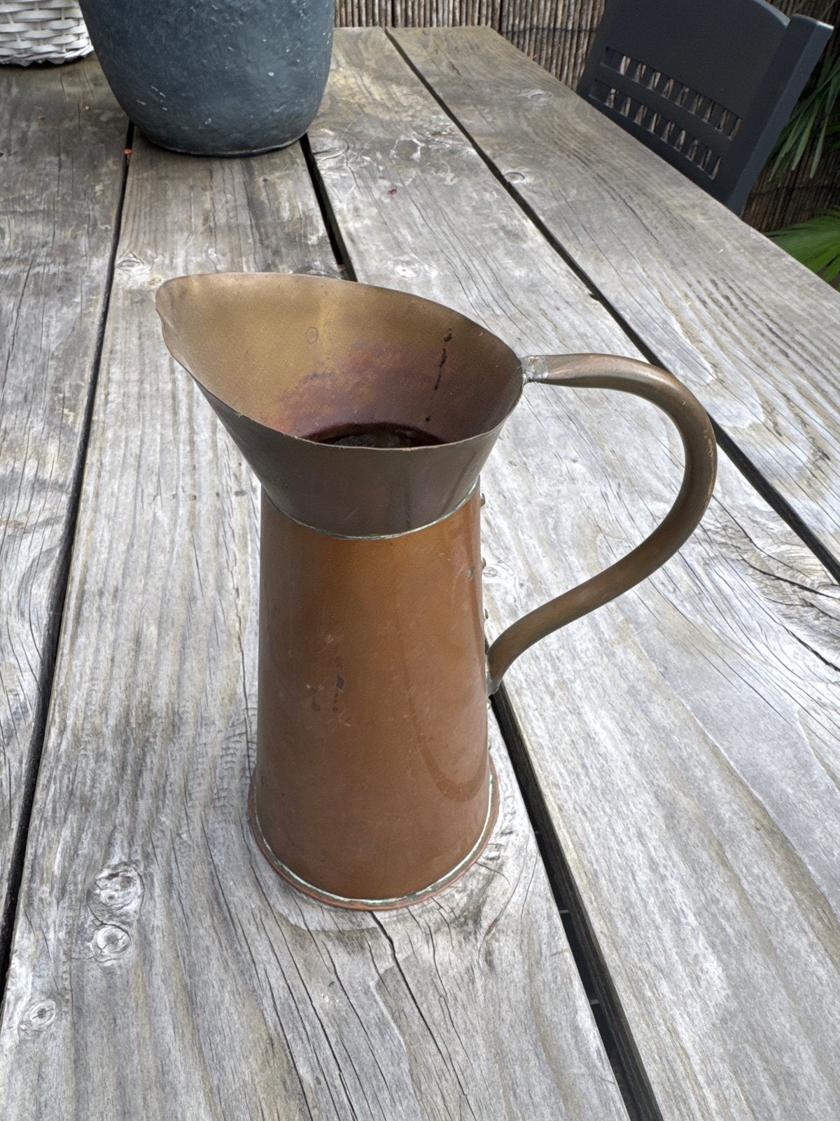 Antieke koperen kan/schenkkan - Vintage decoratie, Antiek en Kunst, Ophalen of Verzenden
