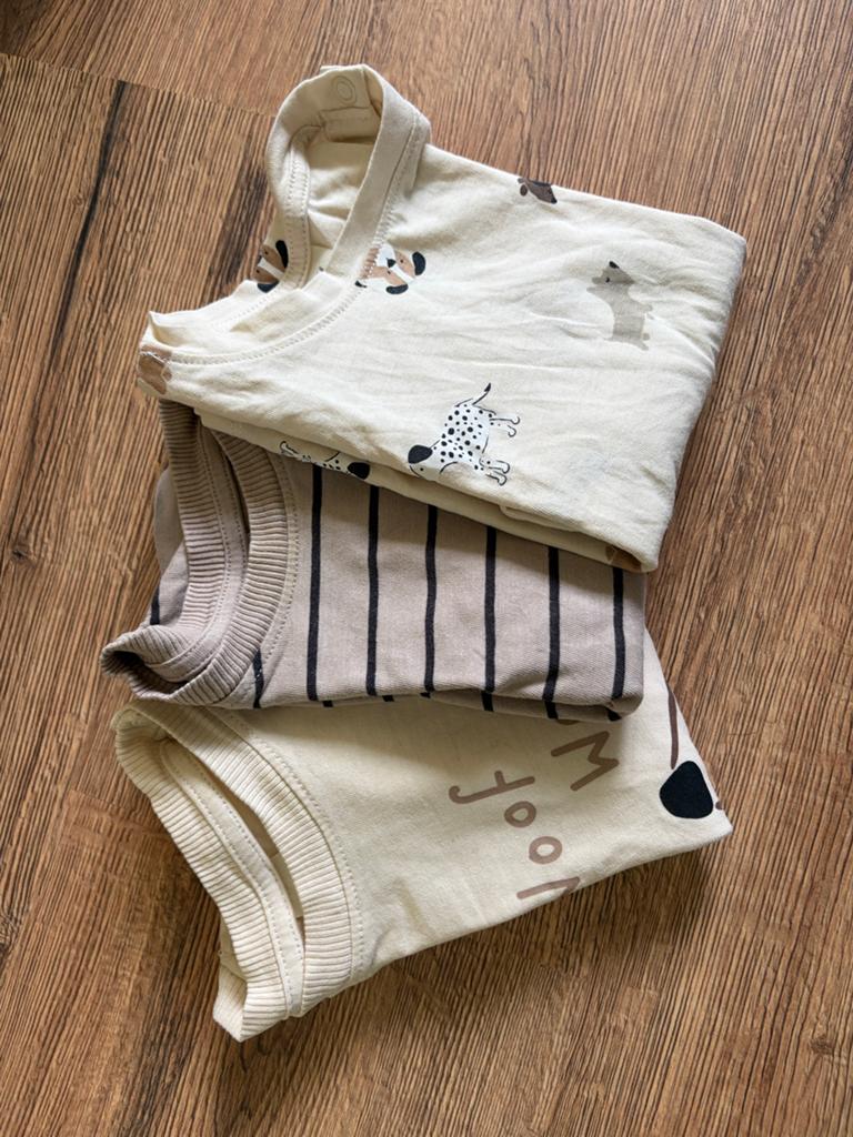 Setje van 3 tshirts met lange mouw, maat 80, Kinderen en Baby's, Babykleding | Maat 80, Ophalen of Verzenden, Zo goed als nieuw