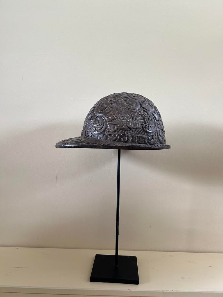 Houten Javaanse Tropenhelm, Nederlands indie kunst indonesie, Antiek en Kunst, Ophalen of Verzenden