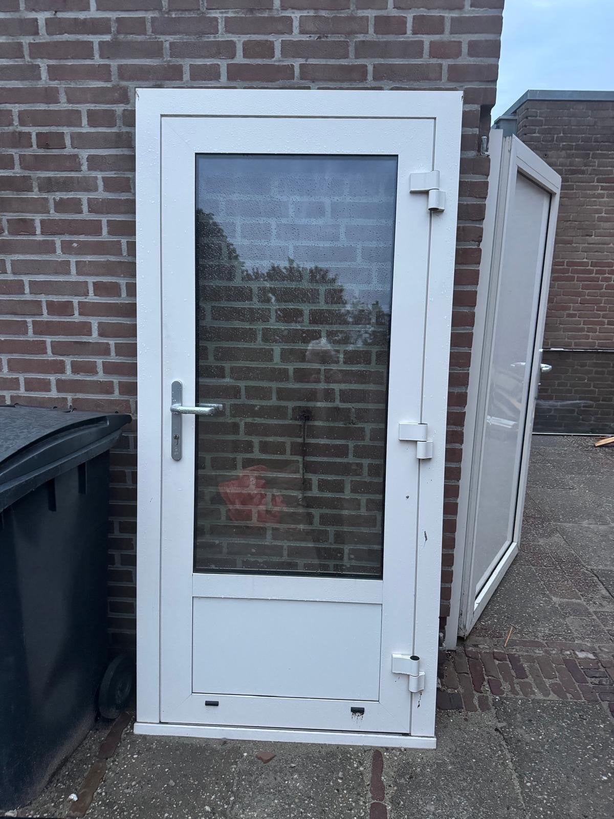 Aluminium deur met ombouw - 99x206 cm, Ophalen, Gebruikt, 80 tot 100 cm, Buitendeur