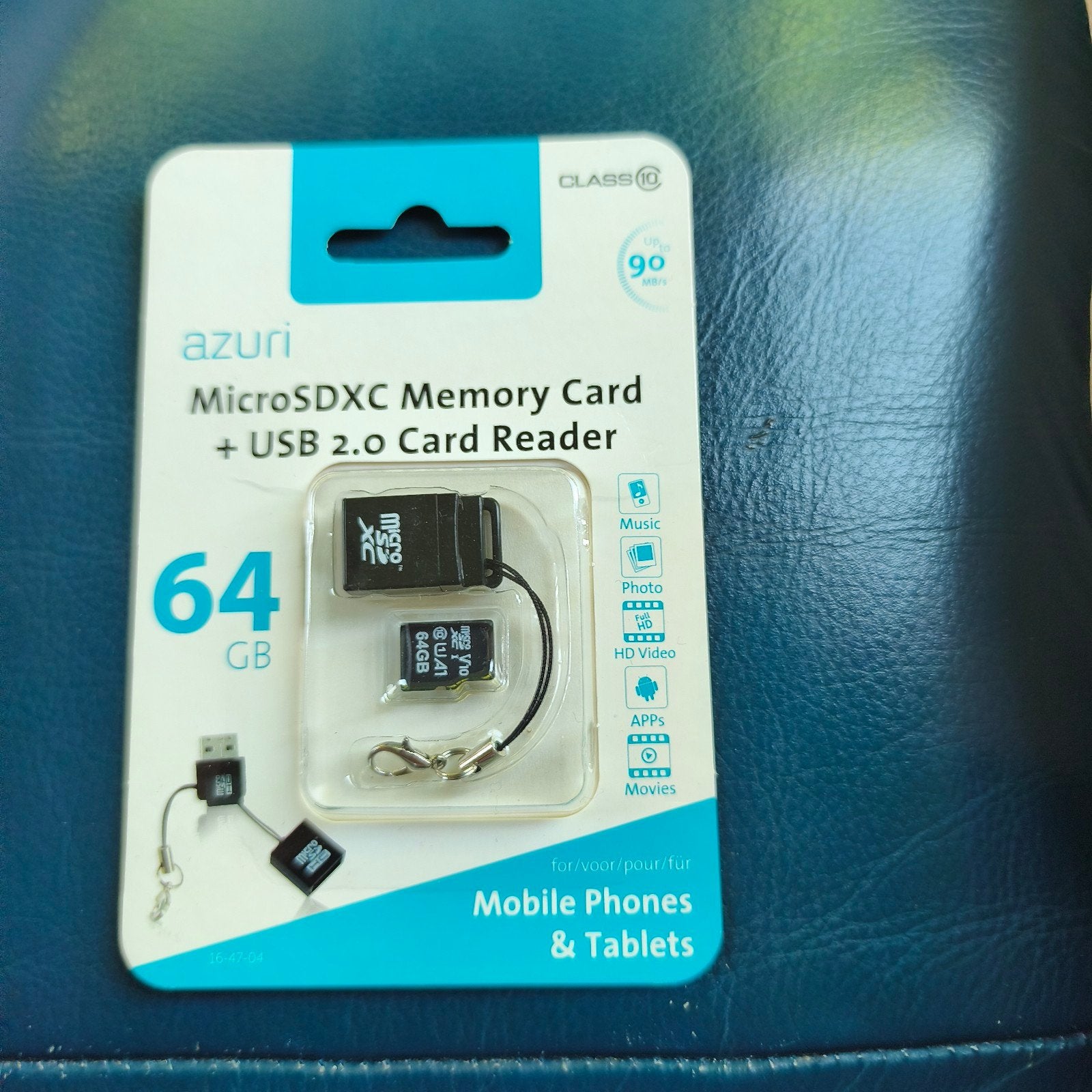 Azuri MicroSDXC Geheugenkaart 64GB + USB 2.0 Kaartlezer, Nieuw, Ophalen of Verzenden, Azuri, 64 GB