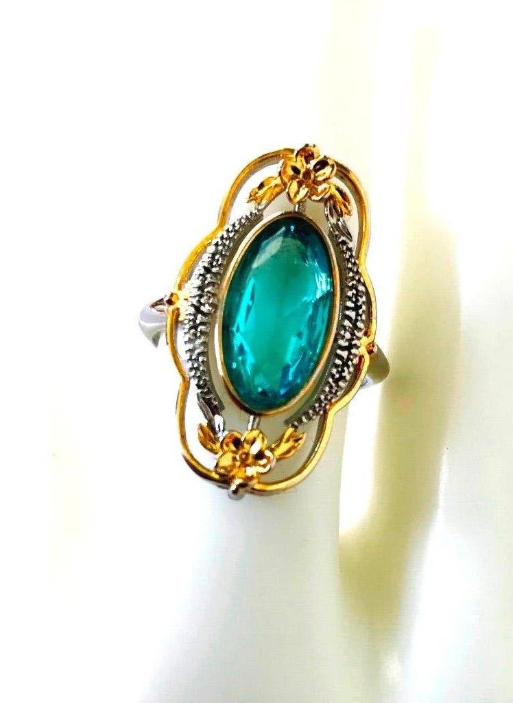 925 zilveren ring met grote ovale helder hemelsblauwe steen, 18 tot 19, Verzenden, Zo goed als nieuw, Dame of Heer