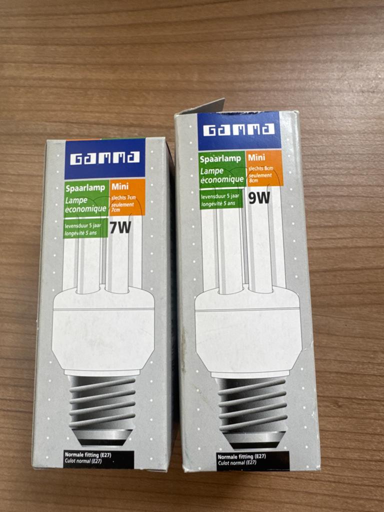 GAMMA Mini Spaarlampen E27 - 7W en 9W (2 stuks), Huis en Inrichting, Lampen | Overige, Ophalen, Nieuw