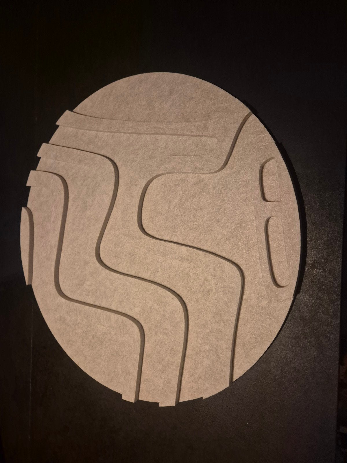 Vilten kunstwerk 2 lagen 50cm rond akoestisch, Beige, Nieuw, Ophalen of Verzenden, Modern