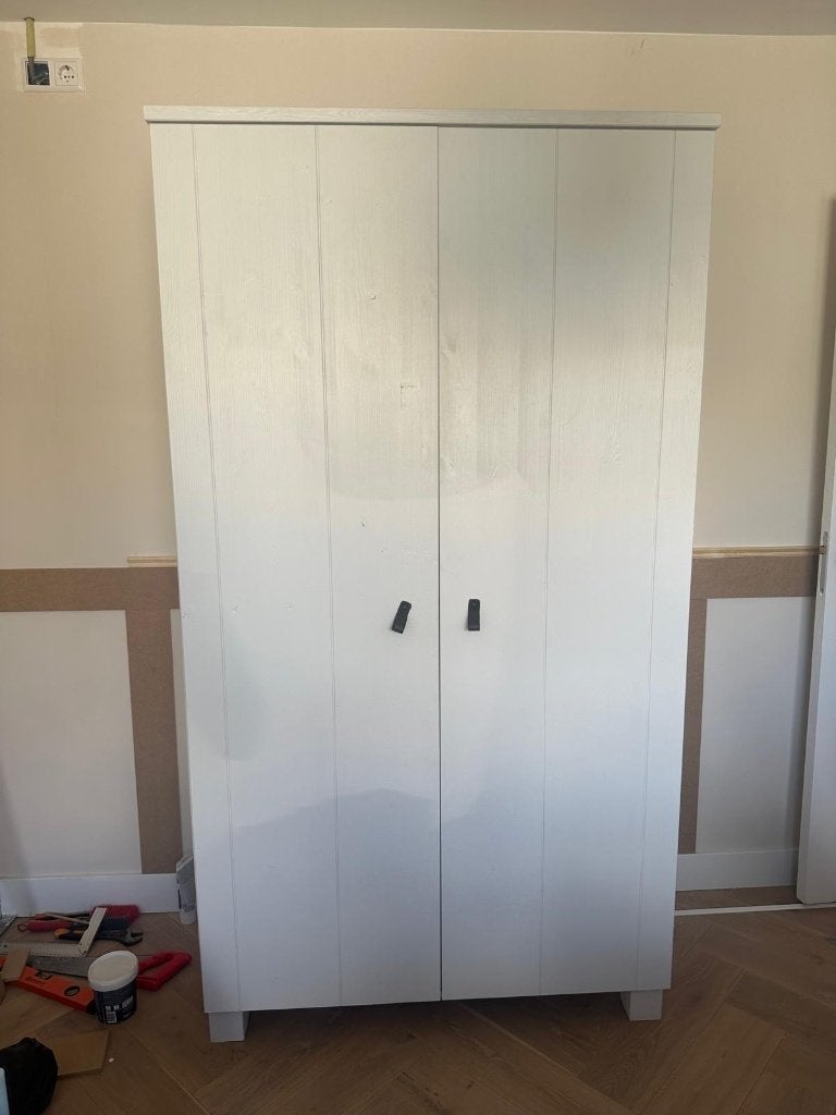 Kledingkast Woood wit massief grenen, Huis en Inrichting, Ophalen, Met deur(en), Gebruikt, 100 tot 150 cm