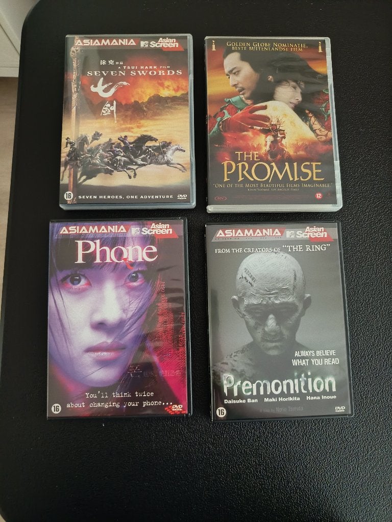 4 Asian films Seven Swords, Phone, Premonition, The Promise, Cd's en Dvd's, Gebruikt, Vanaf 16 jaar, Nederlands, Overige genres