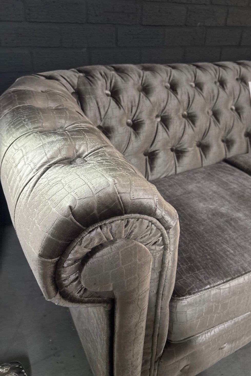 2+3 zits chesterfield model velvet croco stof, Ophalen of Verzenden, Zo goed als nieuw, 75 tot 100 cm, Stof