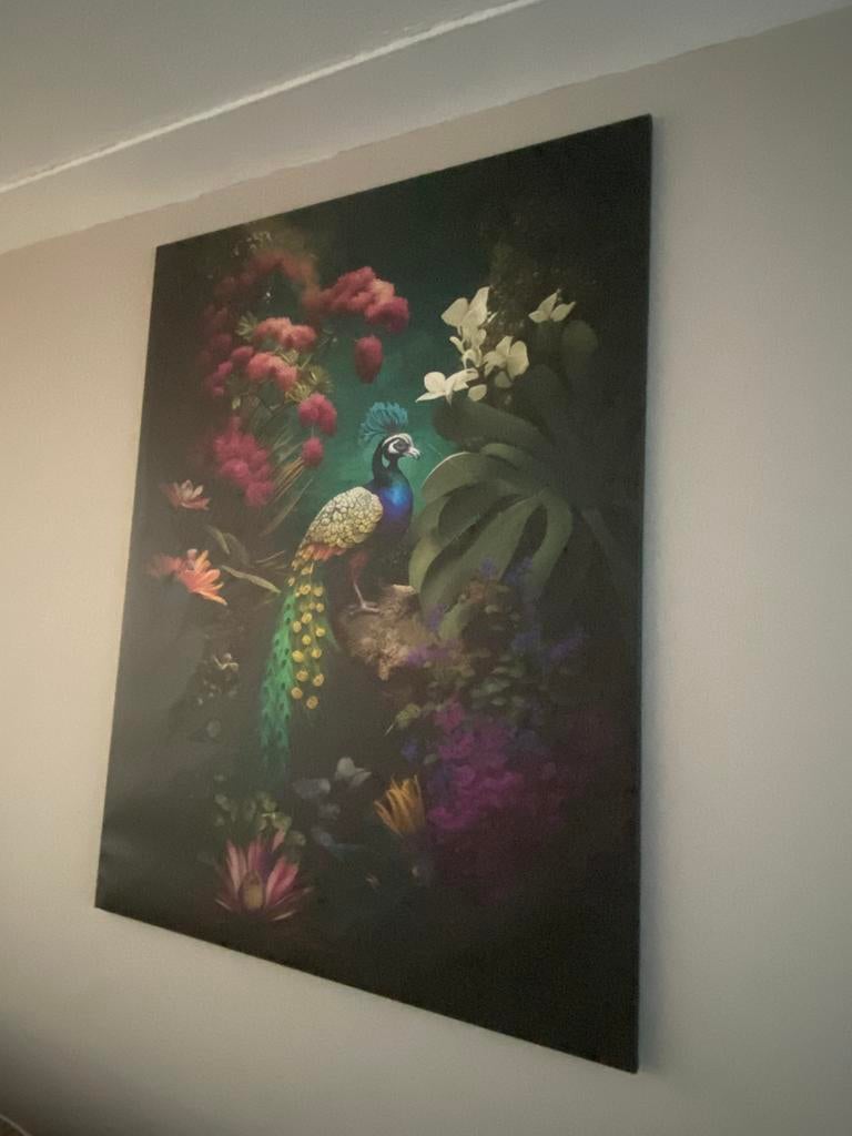 Wand schilderij van een pauw., Ophalen