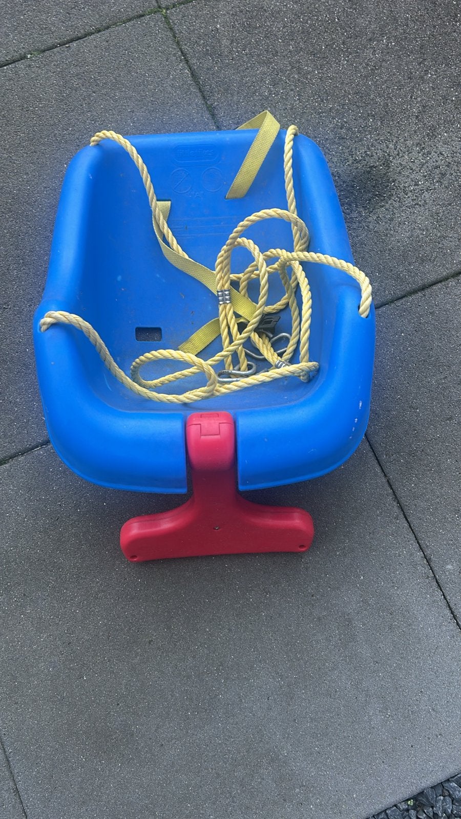 Blauwe babyschommel met rood zitje, Ophalen, Gebruikt, Schommel