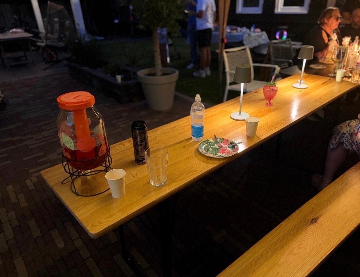 Z.g.a.n. Bierbanken met Tafel - Horecakwaliteit 2.20x0.50, Ophalen, Zo goed als nieuw, Inklapbaar, Rechthoekig
