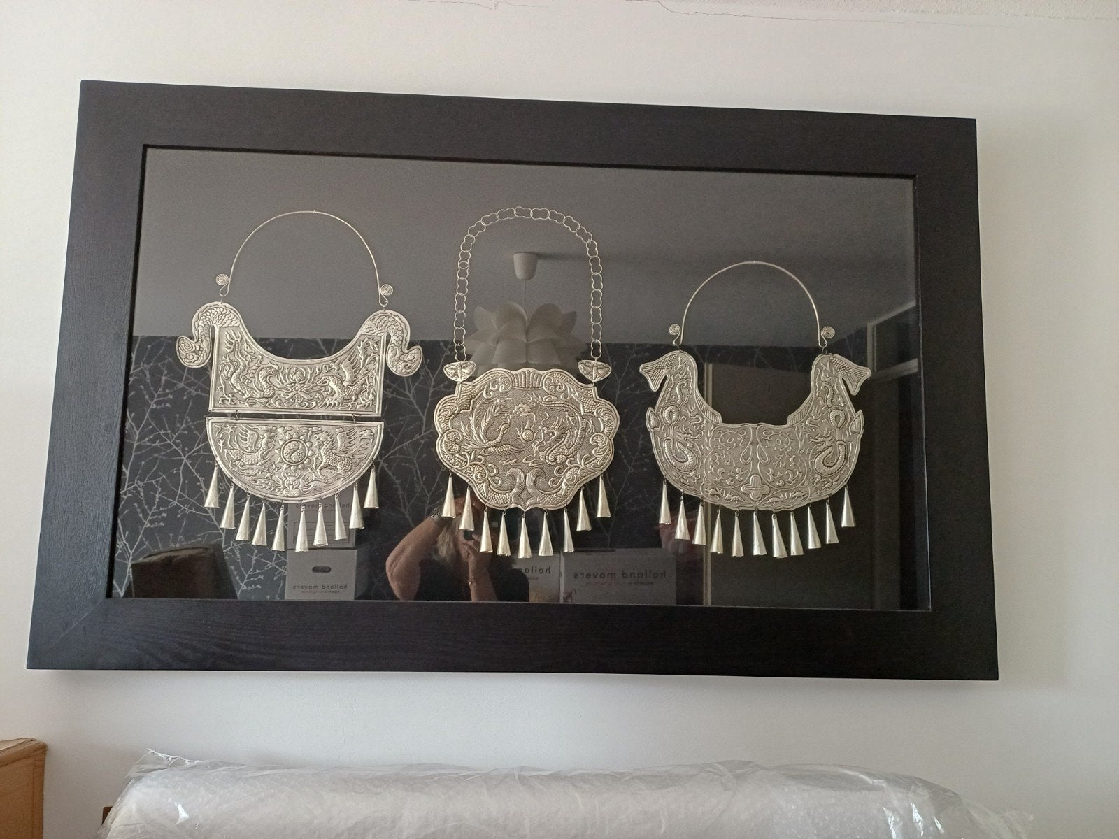Ingelijste zilverkleurige decoratie - Oosterse stijl, Ophalen