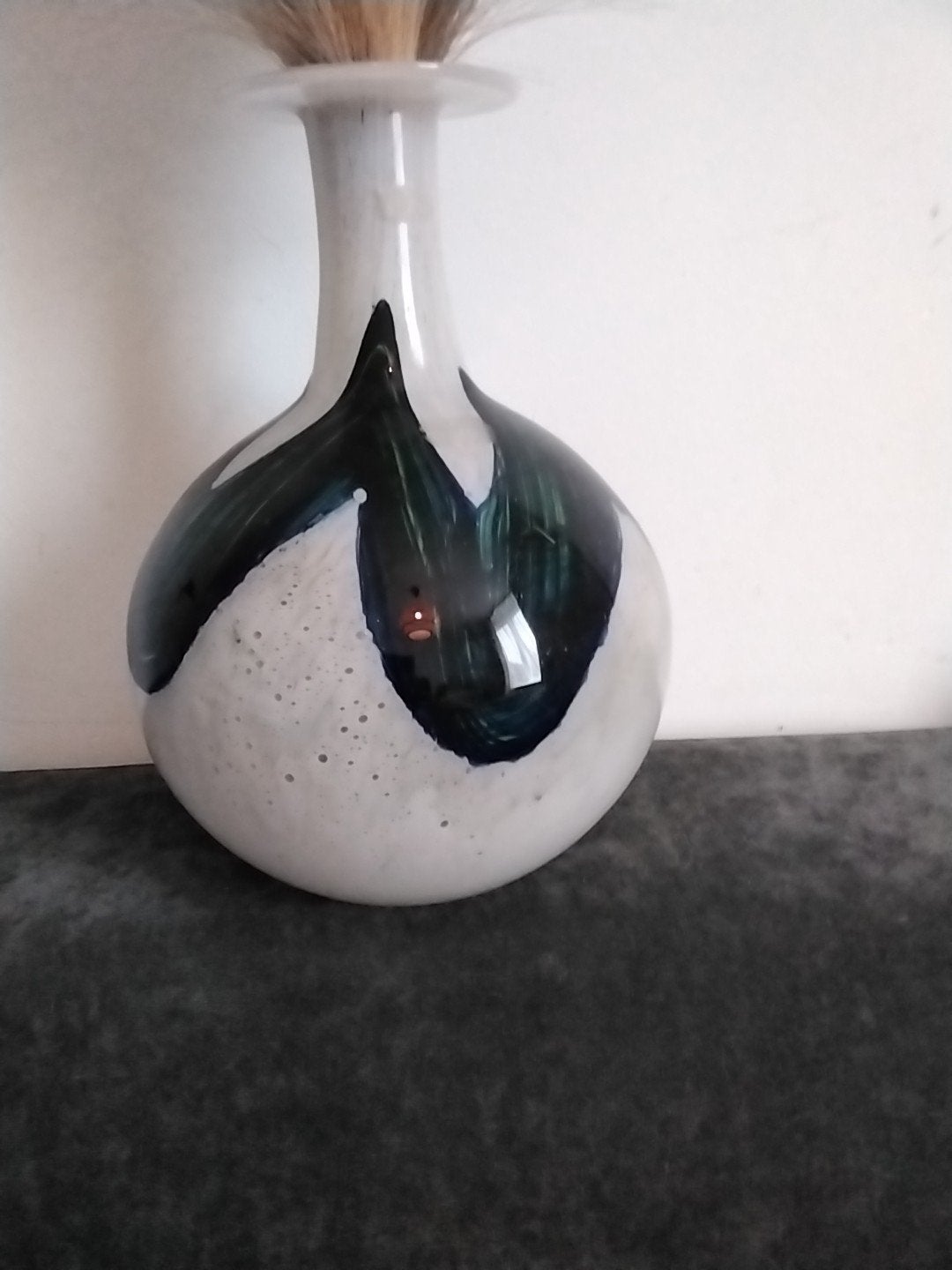 Unieke handgeblazen glazen vaas met abstract design, Verzenden