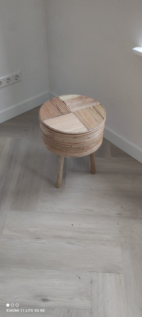 Rotan bijzettafel met opbergruimte, Ophalen, 50 – 75, 50 tot 100 cm, Bohemian, Scandinavisch