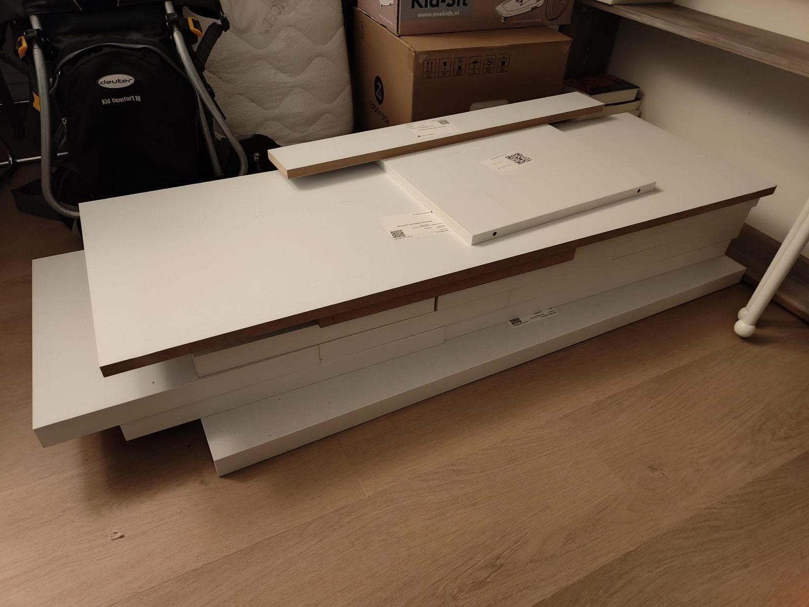 Gratis MDF platen: 18mm en 38mm dik, wit gegrond, Ophalen, Gebruikt, 25 tot 50 mm, Plank