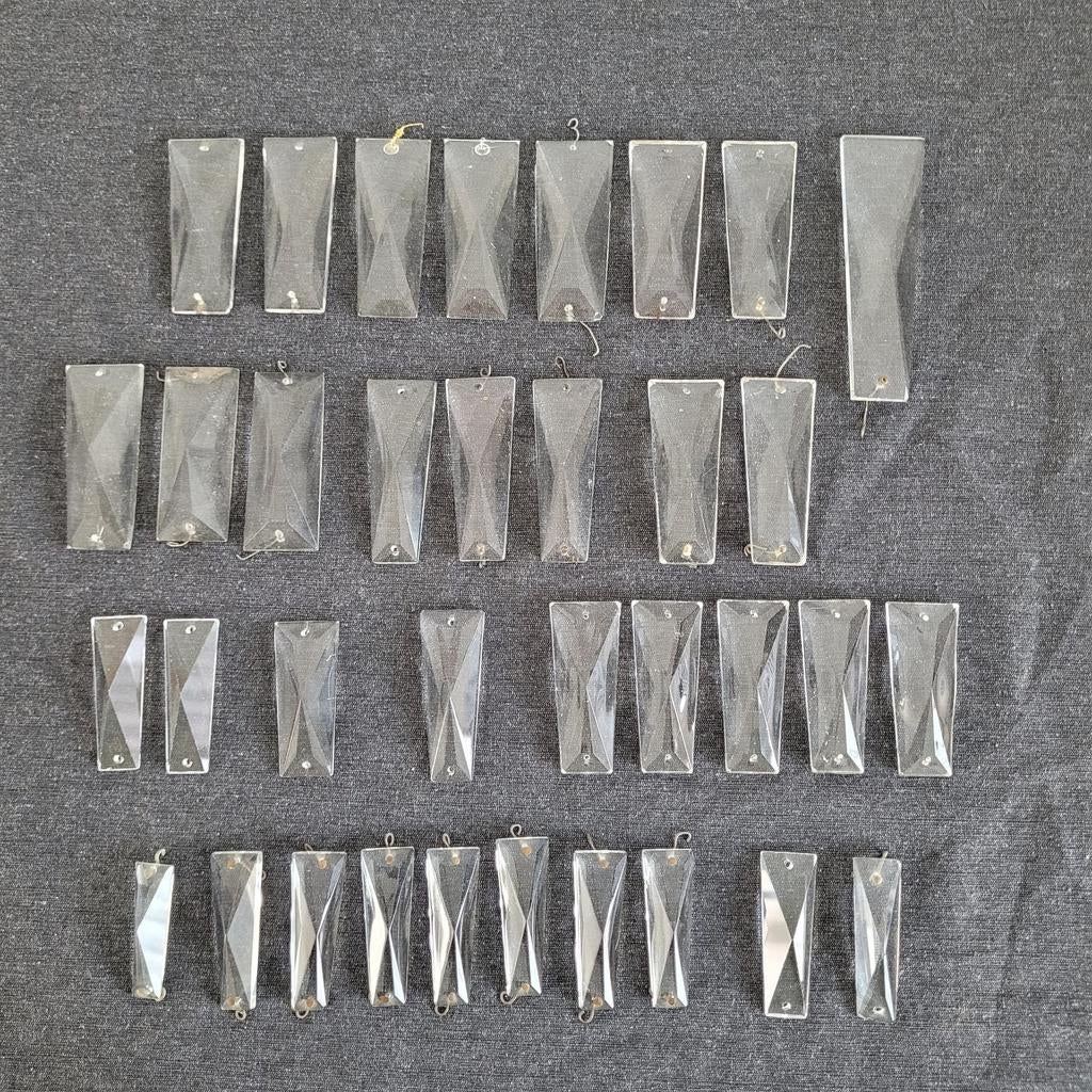 35 pegels diamant ruiten onderdelen kroonluchter, Ophalen of Verzenden, Gebruikt, Glas