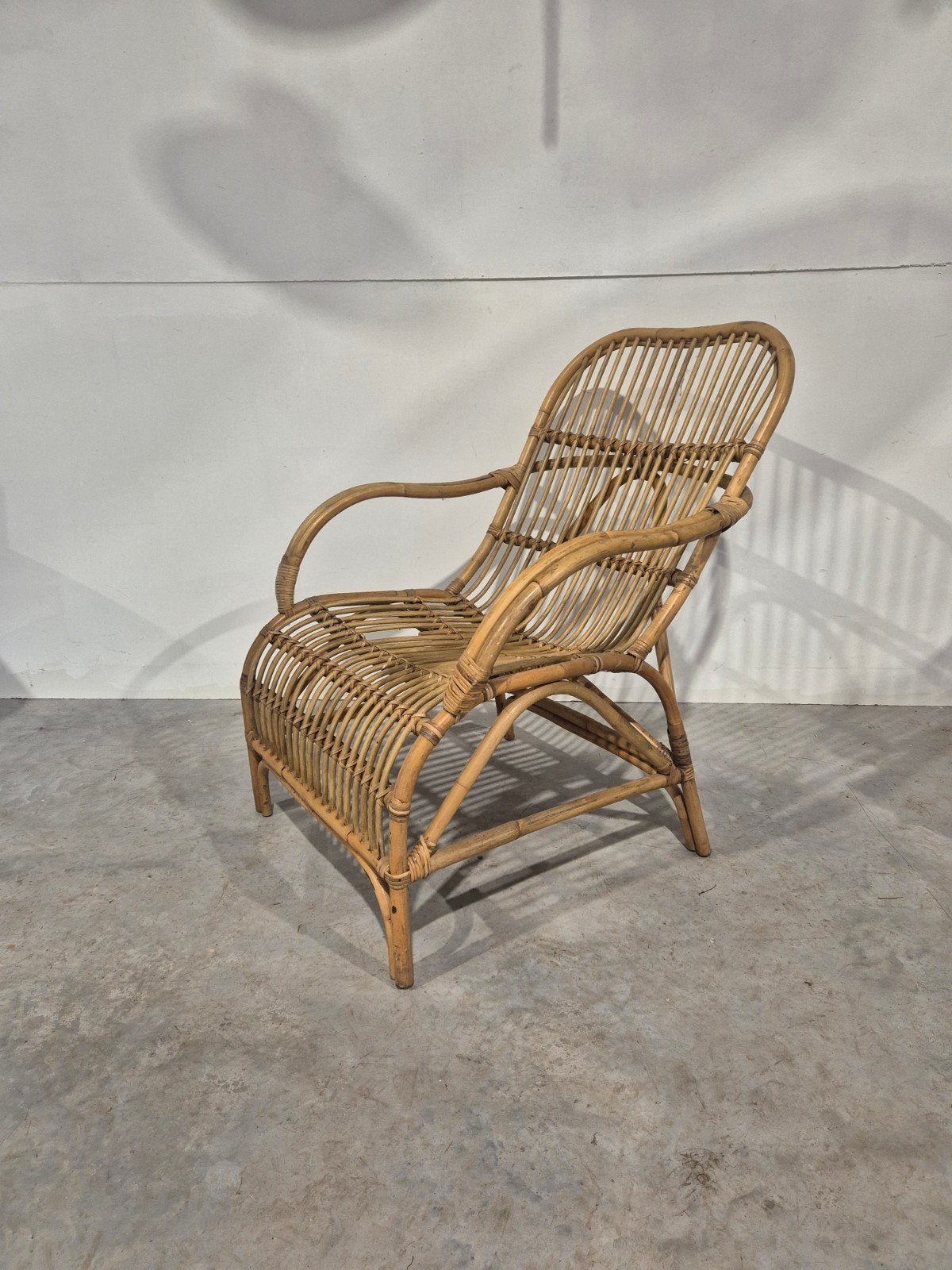 Vintage rotan bamboe fauteuil., Gebruikt, Onbekend, Ophalen of Verzenden, Onbekend