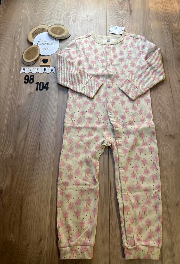 Meisje hema boxpak - pyjama - onesie beige maat 98/104, Ophalen of Verzenden, Nieuw, Meisje, Nacht- of Onderkleding