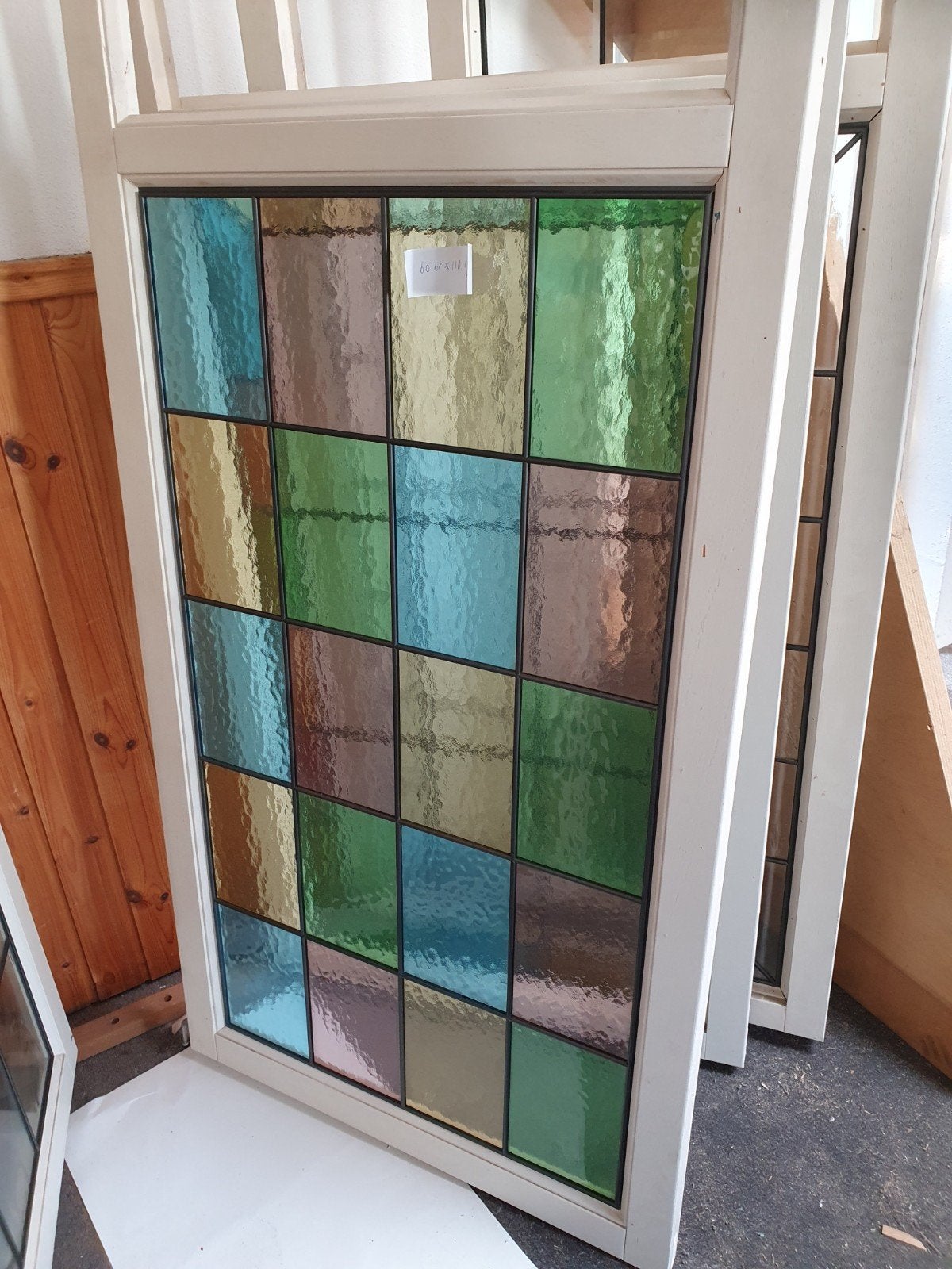 Glas in lood kleur glas lood = alu retro vintage raam, Ophalen, Minder dan 80 cm, Glas in lood, Minder dan 80 cm