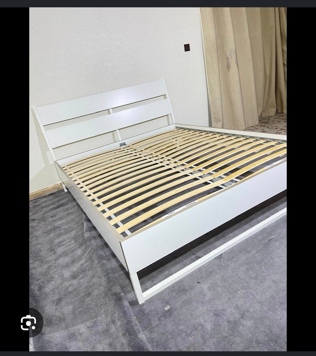 Wit tweepersoonsbed met lattenbodem, Gebruikt, Wit, Tweepersoons, Ophalen of Verzenden