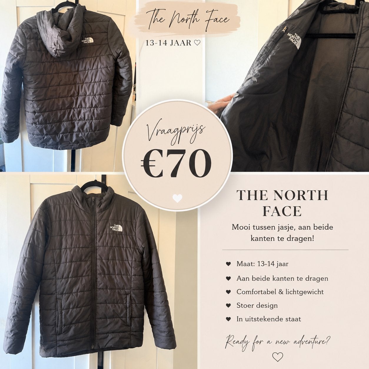 The North Face tussenjasje, 13-14 jaar, omkeerbaar, Ophalen of Verzenden, Zo goed als nieuw, Jongen of Meisje