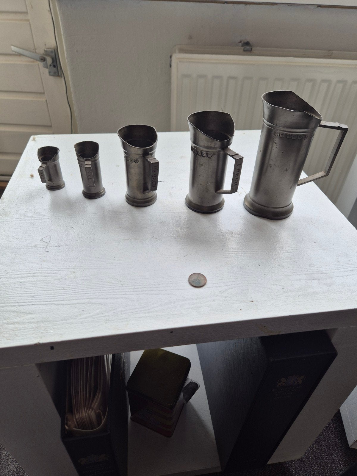 Maatbekers tin?, Antiek en Kunst, Antiek | Tin, Ophalen of Verzenden