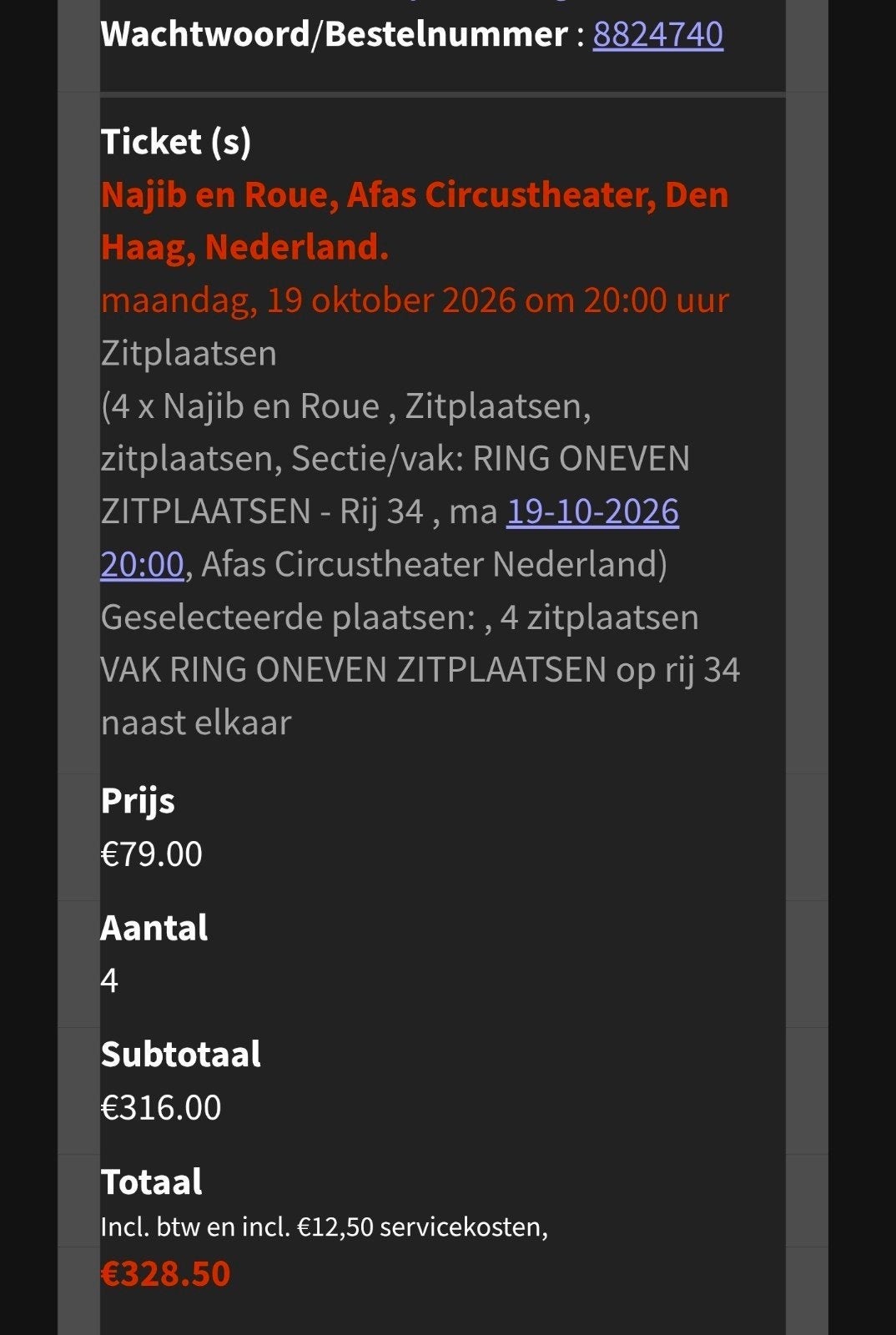 2 tickets Najib en Roue 19 okt as Circustheater Scheveningen, Twee personen, Oktober