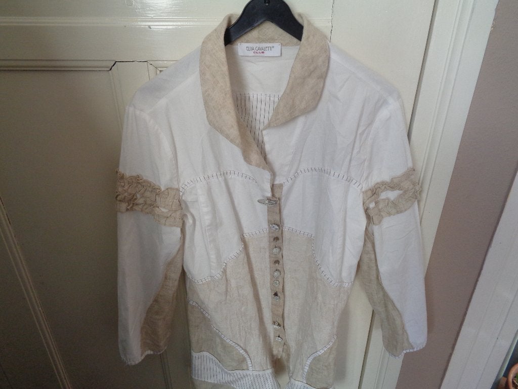 Elisa Cavaletti club katoenen/linnen blouse:mt M, Maat 38/40 (M), Beige, Ophalen of Verzenden, Zo goed als nieuw