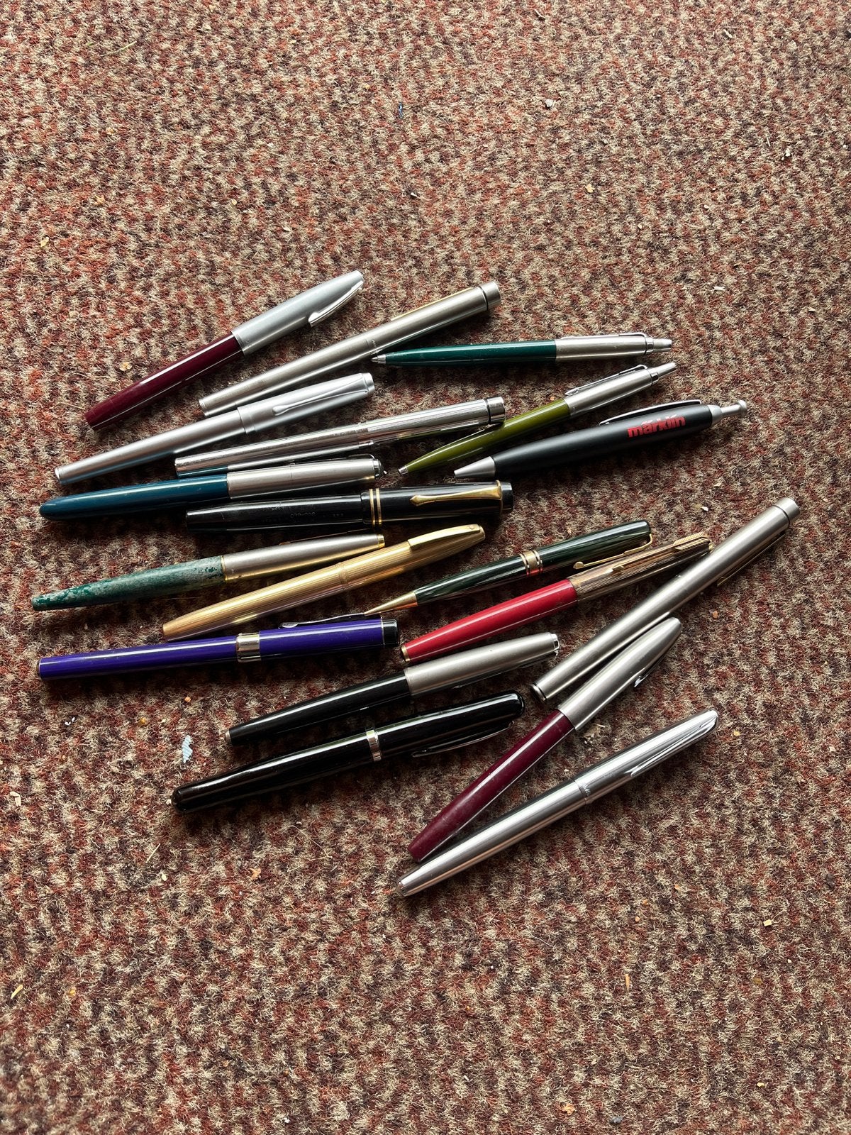 Grote collectie vulpennen en balpennen, inclusief Parker, Pennenset, Gebruikt, Parker, Met doosje