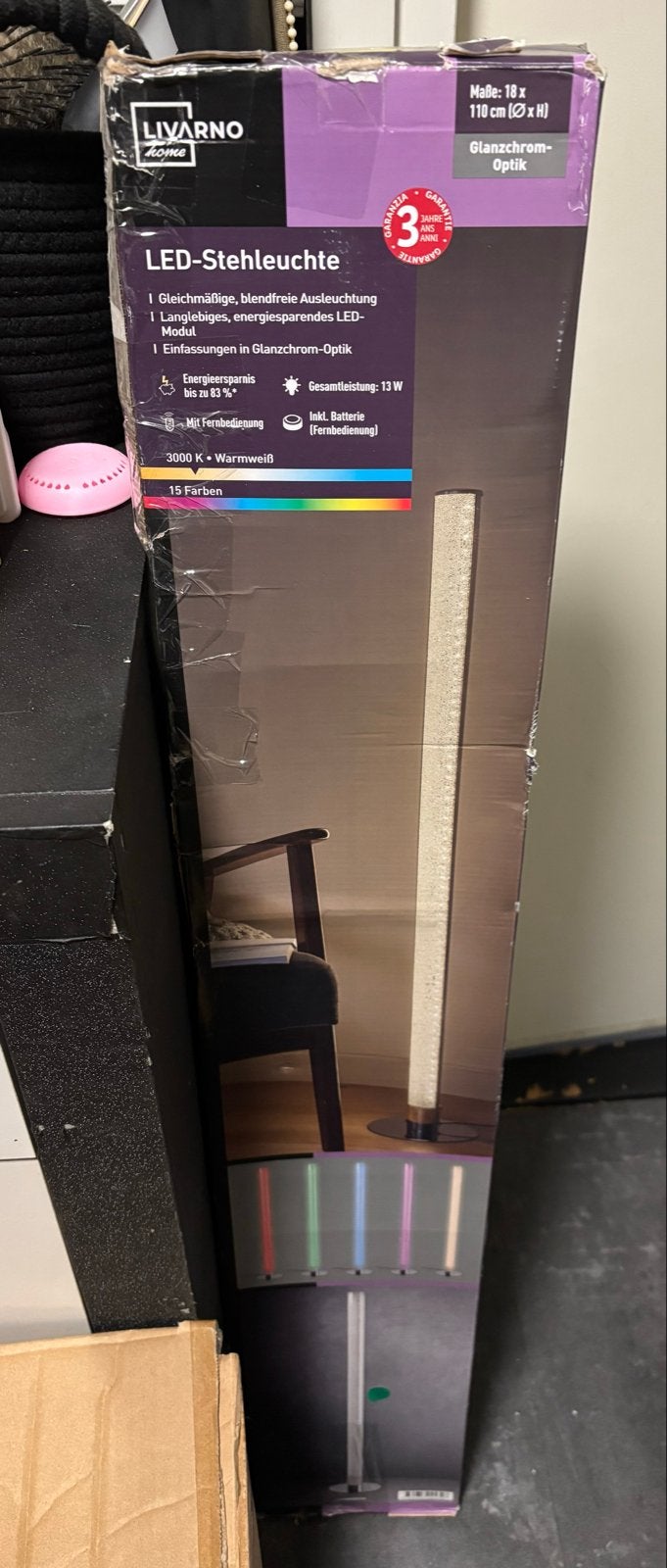 Nieuw LIVARNO home LED-vloerlamp met afstandsbediening, 100 tot 150 cm, Nieuw, Overige fittingen, Ophalen of Verzenden