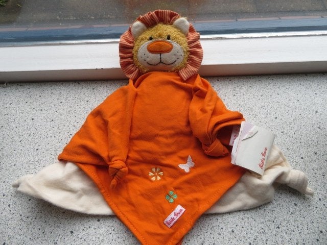 Knuffeldoek leeuw merk Káthe Kruse dubbele doek met borduur, Oranje, Nieuw, Ophalen of Verzenden, Wasbaar