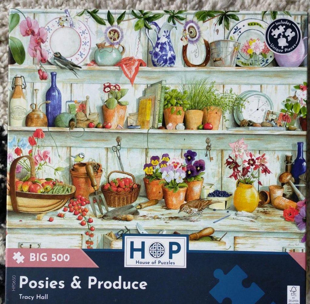 HOP Puzzel 500 XL Posies & Produce, Ophalen of Verzenden, 500 t/m 1500 stukjes, Zo goed als nieuw, Legpuzzel