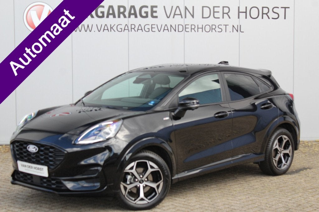 Ford Puma 1.0-125pk EcoBoost Mild-Hybrid ST-Line X AUTOMAAT, Auto's, Ford, 12 maanden, Zwart, Leder en Stof, Zwart