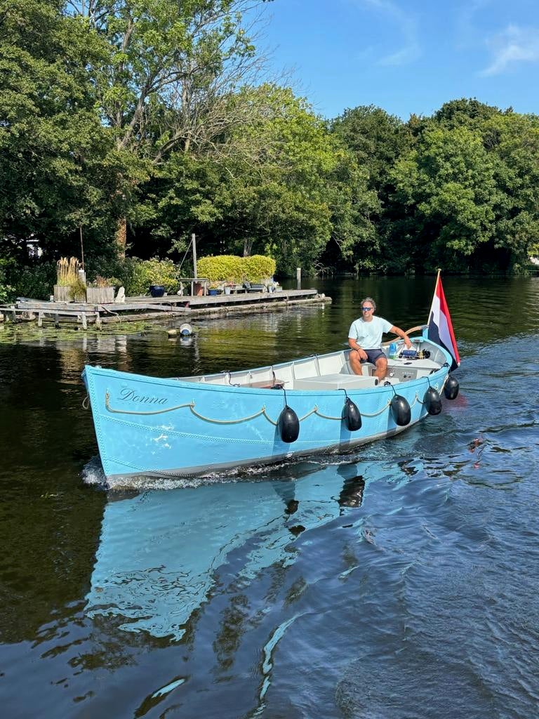 unieke aluminium elektrische sloep met karakter, Watersport en Boten, Ophalen, 10 tot 30 pk, Binnenboordmotor, 6 meter of meer