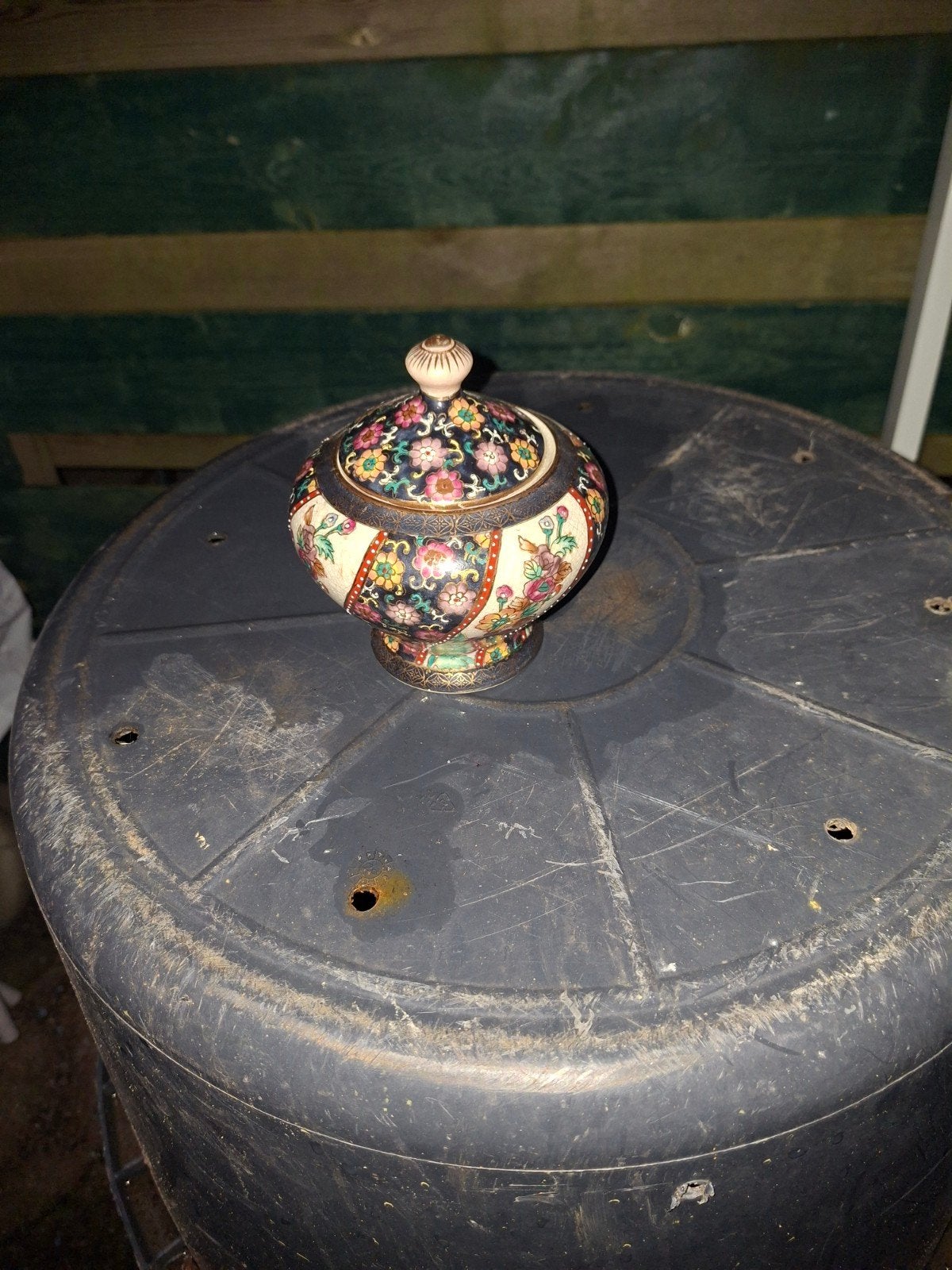 Antieke Chinese Porseleinen Pot met Deksel, Handgeschilderd, Ophalen