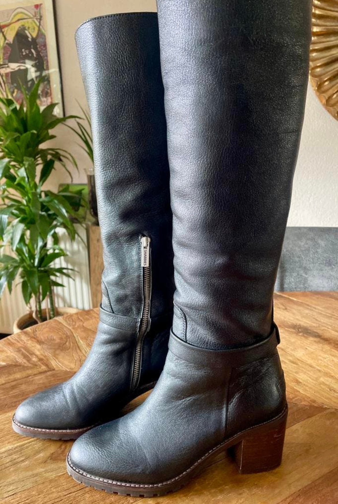 Shabbies zwarte lederen laars maat 40, Kleding | Dames, Ophalen of Verzenden, Zo goed als nieuw, Zwart, Hoge laarzen