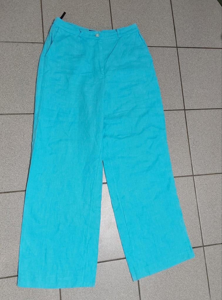 Prachtige linnen broek van Scarva maat 38, Blauw, Scarva, Ophalen of Verzenden, Zo goed als nieuw