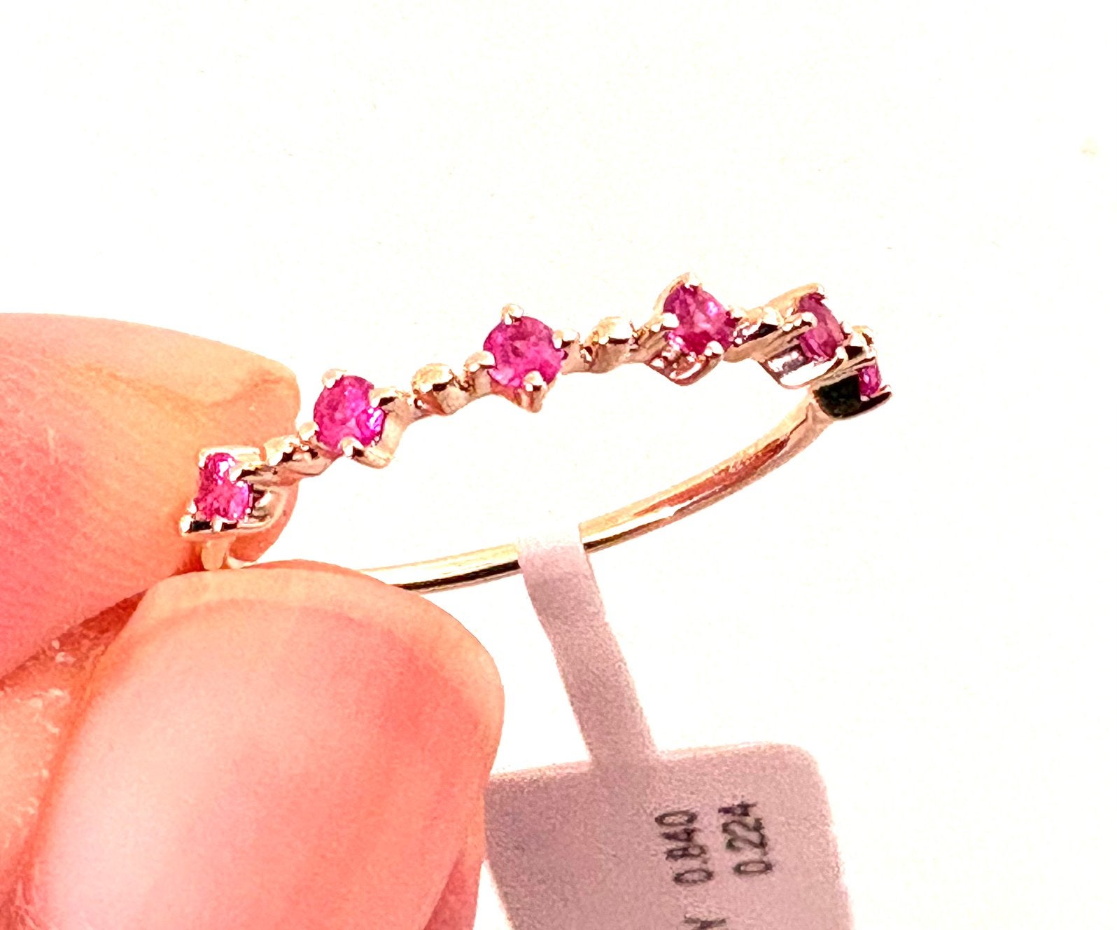 14k gouden ring met roze saffier solid gold ab, Nieuw, Ophalen of Verzenden, Kleiner dan 17, Met edelsteen