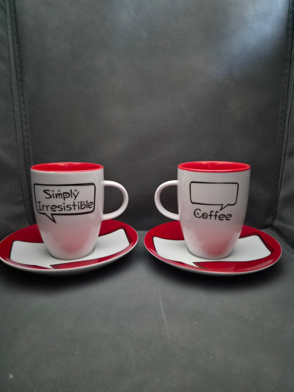 Leuke unieke koffiekopjes met schotels - Multiple Choice, Huis en Inrichting, Keuken | Servies, Zo goed als nieuw, Kop(pen) en/of Schotel(s)