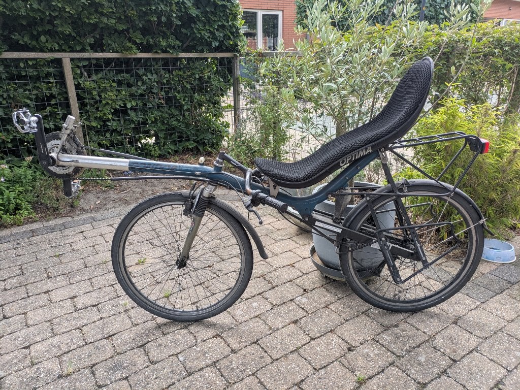 Ligfiets Optima Condor, Gebruikt, Velgrem, Onderstuur, Ophalen