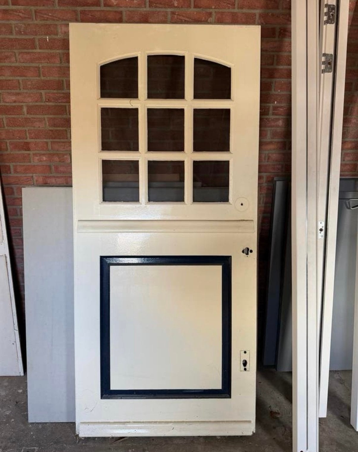 Merbau voordeur schuurdeur deur met bovenlicht 930x2050, Doe-het-zelf en Verbouw, Gebruikt, Deurkozijn, 150 tot 225 cm, Inclusief glas