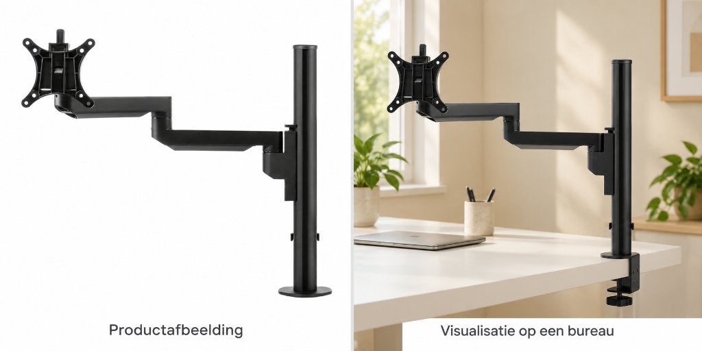Zwarte Filex Galaxy monitorarm met bureauklem, Ophalen, IPS, Curved, Zo goed als nieuw